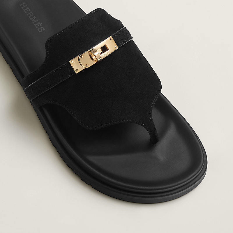 【新作】HEMRESケリーバックル付Empire サンダル レザーブラック 話題】Hermes ケリーバックルサンダルEmpire sandal (HERMES